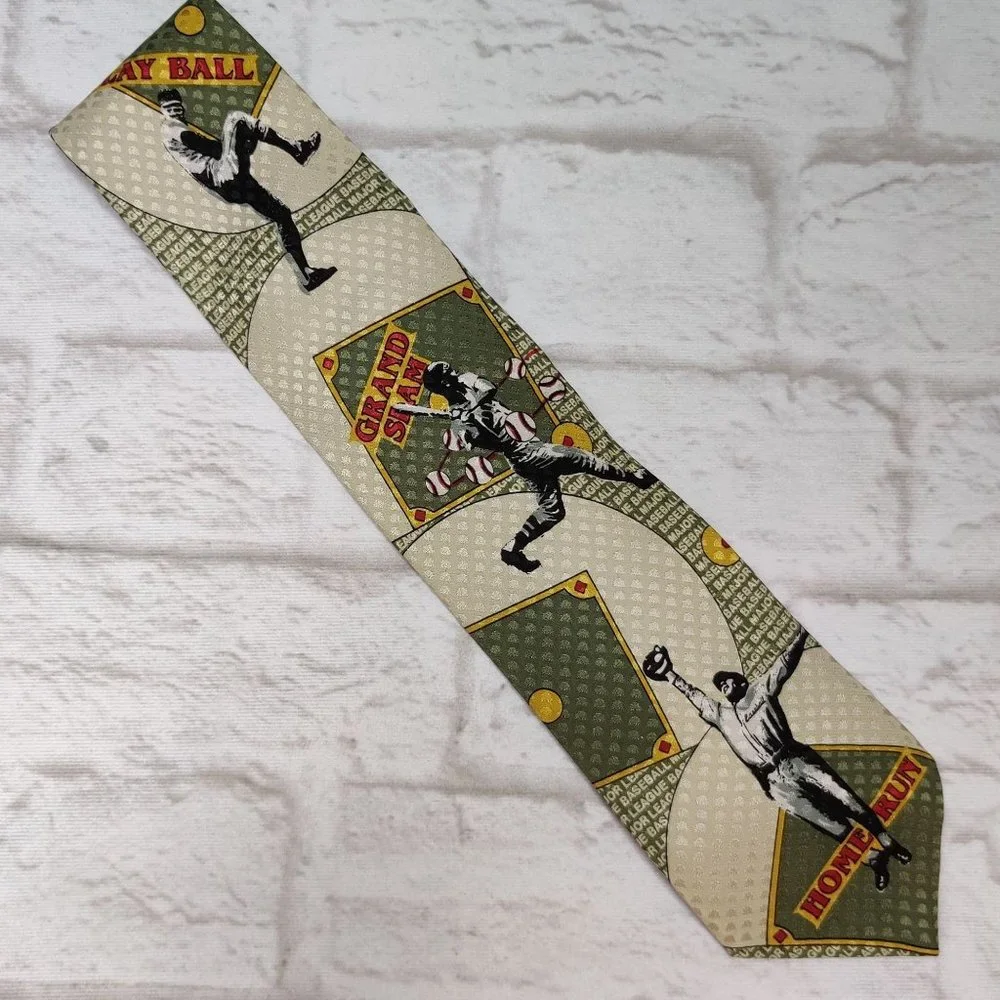 Vintage RM Style Necktie Ralph Marlin Grand Slam Home Run Baseball Novelty Tie